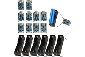 RIYBYDS 10 Pièces Type-C USB 5V 1A Chargeurs de Batterie Lithium, Pack de 6 Porte-Batteries 3.7V avec Câbles, Module de Charge, Fonctions de Protection Double (10 Stück Type-C USB + 3.7V Batteriehalter)