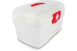 Grinscard Medizinkoffer Tragbar mit Einlegefach - 27 x 18 x 17 cm - Medizinbox Medikamente Aufbewahrung und Transport