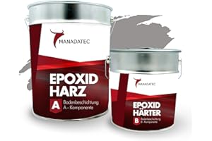 ‎MANADATEC 2K Epoxy Resin Coloured Floor Coating, Epoxy Floor Paint, Concrete Paint, Garage, Workshop, Basement, Industrial Screed Paint (10 kg, RAL 7036 Platinum Grey)