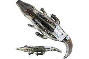 ZoneYan pływający krokodyl, duży nadmuchiwany krokodyl, 170 x 68 cm, nadmuchiwane zwierzę z 2 wytrzymałymi uchwytami, nadmuchiwany krokodyl, krokodyl, zabawka do wody