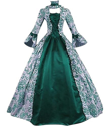 Abito Medievalegotico A-Line Per Donna | Costume Dama Principessa Vittoriano, Maniche A Sbuffo, Gonna Ampia, Per Carnevale E Halloween, Taglie Comode - copertina