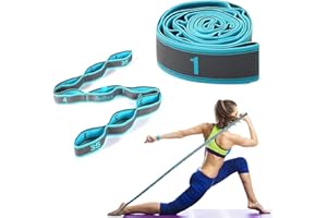 FVEVQE Yoga Stretching Strap with 9 Loops, Leg Stretcher & Flexibility Strap, Adjustable Stretching Strap for Yoga, Pilates, Physical Therapy Straps for Stretching, Home/Gym Use