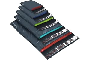 YUNJU 50 Mixed Size Grey Mailing Bags, Self Seal Strong Waterproof Poly Plastic Envelopes for Parcels, Packaging, Small, Medium, Large Mail, Shipping Courier Delivery Bags 5 Sizes, Grey