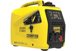 Champion Power Equipment Générateur essence + gaz (2000 W, courant inverter, générateur avec affichage LED, Dual Fuel, extrêmement silencieux) 8200i-E-DF-EU Jaune