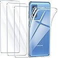 Leathlux Cover Compatibile con Samsung M52 5g con 3 Pellicola Vetro Temperato, Morbido Silicone Protettivo Bumper TPU Gel Sma