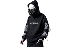 XYXIONGMAO Street-/Techwear, huvtröja, cyberpunk, taktisk, herr, svart, urban, hiphop, japansk tröja