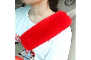 BOAO 4 Pack Faux Sheepskin Car Seat Belt Pads Seatbelt Protector Soft Comfort Seat Belt Shoulder Strap Cover Harness Pad for Neck and Shoulder (Red)