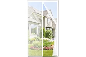 Auxmir Zanzariera Magnetica 90 x 220CM, Tenda Zanzariera Porta Ingresso Cortile, Allargamento Superiore Aggiornamento Anti Insetti Traspirante Chiusura Automatica con Rete Fine, Bianco