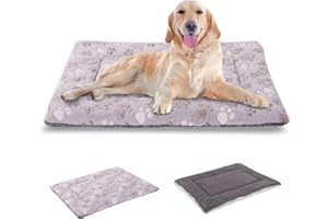 BVAGSS Orthopädisches Hundebett, Waschbar Hundekissen flauschig Hundematte, Umkehrbar Weiche und Warme Hundematte für klein mittel große Hunde XH079 (106x71x4cm,Grey Paw)