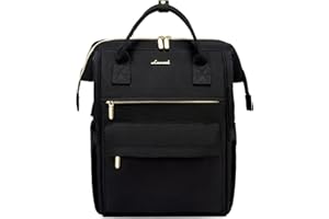 LOVEVOOK Sac a Dos Femme, 15,6 Pouces Imperméable pour Ordinateur Portable Elegant Antivol Avec Port de Charge USB & PC Compartiment pour Collège Voyage Loisir Travail Affaire, Noir