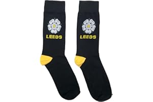 BEYOND HAPPY Leeds Football Fans Cotton Rich Socks UK 7-11 – Yorkshire Rose Design – Soft, Durable & Comfortable Everyday Leeds Socks