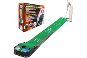 VIDFAIR Golf Putting Mat, Putting Green Indoor Set, Indoor Putting Green with Automatic Ball and 3 Holes, Training and Practice Aid at Home or Office Home Office Backyard,Gifts Accessories for Men