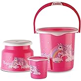 Cello Kidzbee Unicorn Splash Bathroom Set | Sturdy and Durable | Lightweight and Rigid | Easy to Clean and Attractive Design | Pink, Set of 3