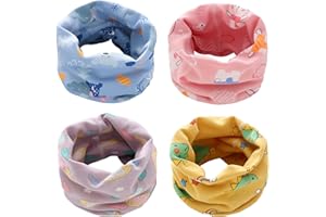 Yogopro 4 Stück Loop Schal Kinder,Loop Schal Halstuch Jungen Mädchen Baumwolle Schlauchschal Nackenwärmer Multifunktionstuch für Winter, Frühling, Herbst