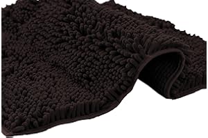 PAULA HOME TEXTIL HOGAR Y DECORACION ADP Home - Alfombra de Baño de Chenilla de Pelo Largo | Antideslizante, Extra Suave, Cómoda y Muy Absorbente | 100% Microfibra para Ducha y Bañera | Mod. Shaggy 40x60cm (Chocolate)