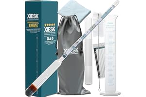 XIESK Alcoomètre Pèse-Alcool Densimètre 0-100 Vol% pour Alcool distillé et spiritueux Alcool, spiritueux et le whisky, la vodka Cylindre à mesure 250ML Mode d’Emploi en français