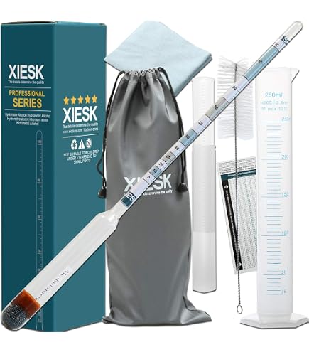 Kit Hydromètre Triple Échelle + Bocal Verre - Test ABV, Brix Et Gravity Pour Vin, Bière, Mead & Cidre