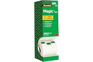 Scotch Magic Tape - Vorteilspack 8 Rollen, 19 mm x 33 m - Unsichtbares Klebeband für allgemeine Zwecke zur Reparatur, Etikettierung und Versiegelung von Dokumenten