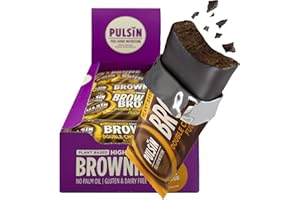 Pulsin - Double Choc Fudge High Fibre Brownie - 18 x 35g - 5.5g Fibre, 148 Kcals Per Serving - Gluten Free, Palm Oil Free & Dairy Free Bars