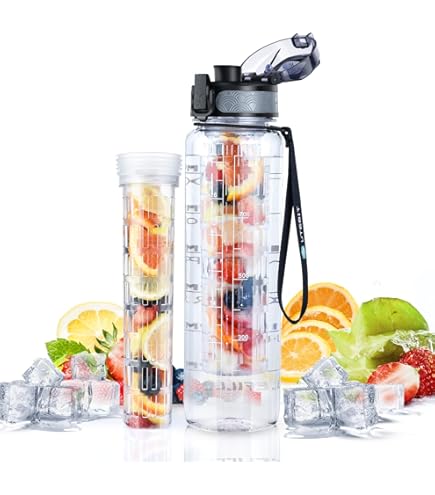 Borraccia Con Contenitore Frutta 600ml | Infusore Rimovibile | A Prova Di Perdite | Materiale Tritan Senza BPA - Foto 2
