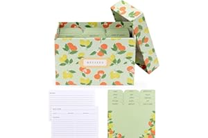 Rileys & Co Scatola per Ricette Citrus - Carte 6x4 Pollici (15,2 x 10,2 cm), Include 50 Carte Ricette e 15 Divisori, Organizzatore Carino per Ricette, Regalo per Casa, Mamma, Addio al Nubilato