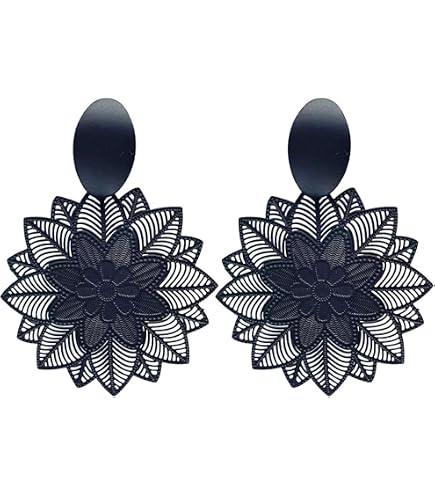 Aneneiceera Vintage Nero Gemma Orecchini Pendenti Ovale Nero Filigrana Orecchino A Goccia Onice Orecchini Retrò Orecchini Tribali Gioielli Per Le Donne E Le Ragazze