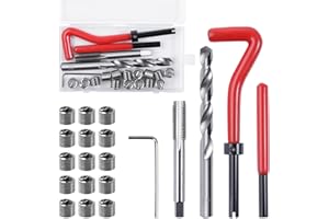 LEONTOOL 20 Piece M10 x 1.5mm Thread Repair Insert Kit, Metric Stainless Steel Helicoil Kit with HSS Drill Bits, Portable Rethreading Tool Kits, Compatible Hand Tool Set for Auto Repairing