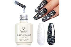 BEETLES GEL POLISH Beetles Gel Nail Polish 15ML Holographic Glitter Top Coat Silver Mix Glossy Shiny No Wipe Uv Gel Top Coat Polish Nail Decoration Sparkle Manicure DIY Home Salon