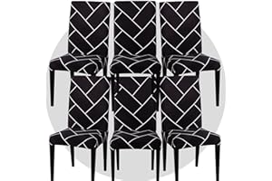 ZHILING Stuhlhussen Bezüge Set von 6 Super Fit Stretch abnehmbare waschbare Esszimmerstuhl Protector Cover Sitzbezug für Hotel, Esszimmer, Zeremonie, Bankett Hochzeitsfeier(Schwarzer Stil)