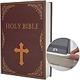 Real Paper Diversion Book Safe Storage Box, Dictionary Secret Safe with Code Lock/Key, flip Book Hidden Safe (M Key, Bible)