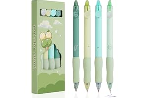 OFFCUP Długopis żelowy do ścierania, 4 niebieskie pióro kulkowe 0,5 mm, gumka do ścierania ciasta, kreskówka, zmywalny pisak dla dzieci i studentów, do szkoły i biura