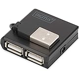 DIGITUS USB-Hub - 4 Ports - High-Speed USB 2.0 - 480 MBit/s - Kompaktes Gehäuse - Stromversorgung per USB - Schwarz