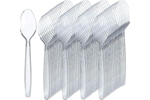 HITHIKA Pack of 50 Heavy-Duty Clear Reusable Spoons – Premium Washable Cutlery, Reuseable Plastic Tablespoons for Everyday Dining, Parties, Events & Catering – Eco-Friendly Alternative to Disposable Utensils