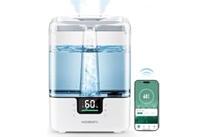 MERONTE Smart-Luftbefeuchter für Schlafzimmer, großes Zimmer, Zuhause, 6 l, Luftbefeuchter mit Diffusor für ätherische Öle, intelligente App und Sprachsteuerung, für Kinderzimmer und Pflanzen, Weiß