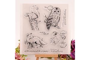 WOOYANGFUN Joyful Home 1pc Owl Thanks for everything Rubber Clear Stamp for Card Making Decoration and Scrapbooking