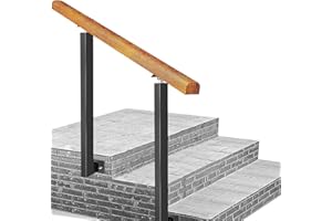 YOPAPPOL Side-Mounted Handrail for Outdoor Step, Fits 2 or 3 Steps, Wooden Hand Rails for Home Garden Corridor Lofts Decking Rail with 0°-270° Adjustable Angle Brackets and Wall Fittings, Safety Grab Bar ( Col