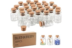 BLIENKREBY 30 Pezzi Vasetti Vetro Piccoli, 5 ml Bottigliette con Tappi, Set di Provette Vetro Matrimoni, Bomboniere Matrimonio per Regalo Feste Decorazione