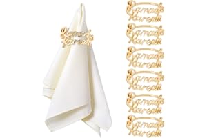 BOFUNX 6pcs de Servilleteros de Metal Individuales Anillos para Servilletas de Color Dorado Decoración de la Mesa Fiesta Eid Mubarak Bodas Cotidiana
