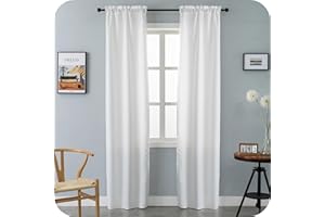 GIRASOLE HOME GIRASOLE Coppia Tende Semi Oscuranti Tinta Unita Tenda Leggera per Soggiorno Camera Cameretta Balcone Finestra e Interni 2 Pannelli con Tasca (Bianco, 70x240cm)