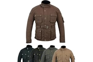 warrior gears Men's Waxed Cotton Motorcycle Jackets, Motorbike Top Gear, Waterproof Nylon Lined Jacket, Armoured Biker Textile Winter Outdoor Coat for Men, Running, Riding, Travel Clothing