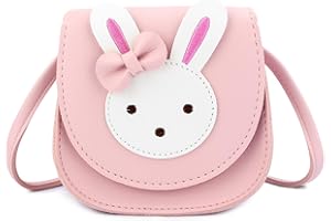 KEREDA Kinder Umhängetasche Mädchen, Niedlicher Hase CrossBody Tasche, PU Leder Prinzessin Mini Handtasche 2-8 Jahre