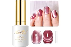 Imtiti Moonlight Gel Occhi di Gatto Smalto per unghie, 15ml Nudo Rosa Olografico Occhi di Gatto Glitter UV Smalto Gel Soak Off con Stick Magnetico per Nail Art 1Pz.