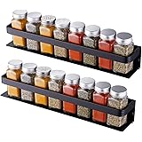 Amazon Brand - Umi Black Spice Rack Kitchen Floating Shelf 16 Inch Seasoning Organizer Aluminum Spice Holder 2 Pack Wall Moun