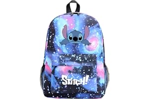 Ubephant Stitch Mochila, Mochilas Escolares Stitch, Mochila para Estudiantes de Secundaria Doble Capa Mochila de Gran Capacidad Niños Mochil para Niñas Niños Regalo