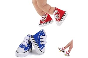 NVUGFJ 2 Paar Fingerboard,Mini-Fingerboard-Schuhe,Finger Skateboard Canvas Schuhe, Finger Spielzeug Board Schuhe für Kinder, Kleine Finger Dance Schuhe für Finger Breakdance