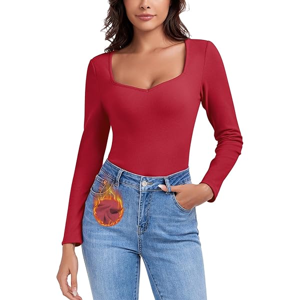 Sous-vêtement Thermique WOWENY – Col Carré, Manches Longues, Polaire, Coupe Slim