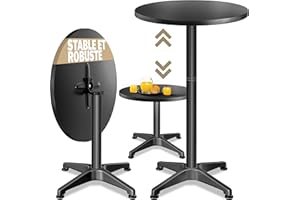 Casaria® Table de Bar bistrot Pliable Ronde ? 60 cm réglable en Hauteur 70 cm / 115 cm 2 en 1 en Acier Mange Debout
