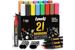 ‎LENSKI Lenski 21 Kreidestifte für Tafel Abwaschbar, Adventskalender Füllung Kinder Stifte 6MM Kreidestifte für Fenster, Kreidemarker Fensterstifte Fenstermalstifte Glasmalstifte, Nikolaus Geschenke Kinder