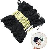 Embroidery Threads, Cross Stitch Threads Black and White, Set of 24 Black Embroidery Threads, Strong and Durable, Ideal for E