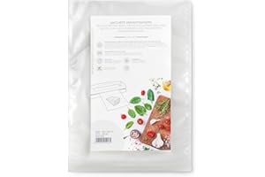 Magic Vac, 50 Bolsas de Envasado al Vacío 25x35cm, Aptas para Congelador, Frigorífico, Descongelar en Microondas, Hervir, Cocinar al Vacío en Horno o al Vapor, Sin Etiqueta, Made in Italy